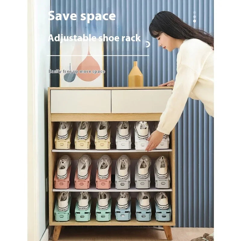 10-Pack Adjustable Stackable Shoe Rack Organizer | 4-Level Stackable Shoe Organizer Babs