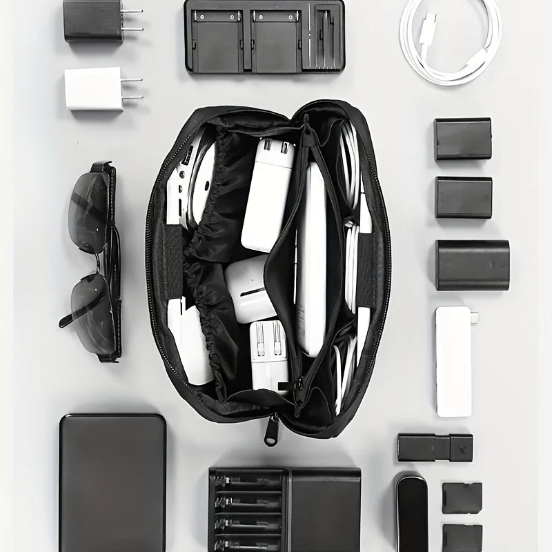 Tech Organizer Pouch – PU Leather Travel Electronics Storage Bag Electronics Organizer Pouch Babs