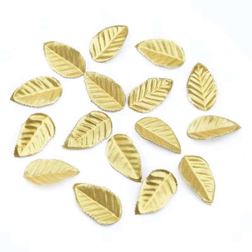 Silk Rose Gold Leaves Artificial Decoration – 50 or 100 Pcs Artificial Flower Leaves Babs