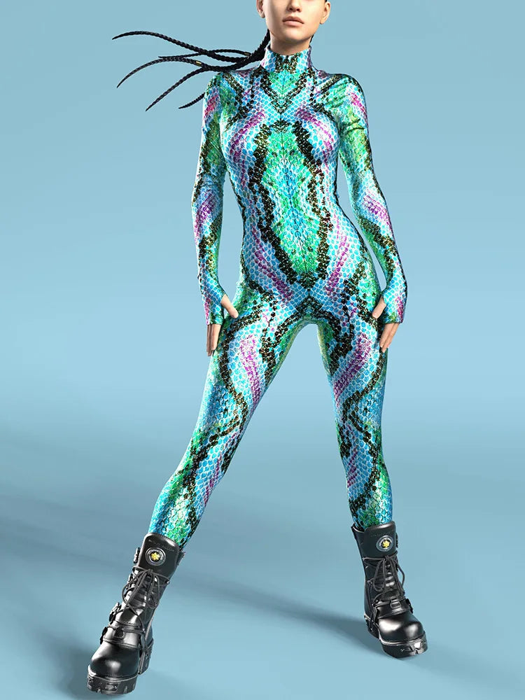 Women's Snake Costume Jumpsuit | Halloween Cosplay Bodysuit Halloween Costume Jumpsuit Babs 05 S