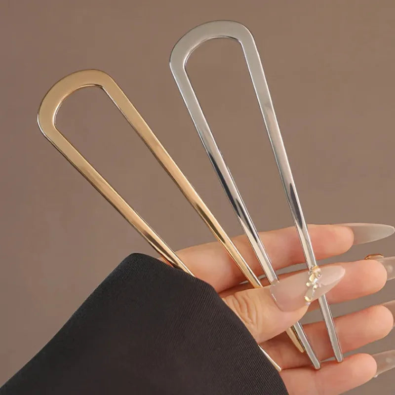 U-Shaped Metal Hair Fork Sticks | Gold Silver Black Alloy Hair Fork Sticks Babs