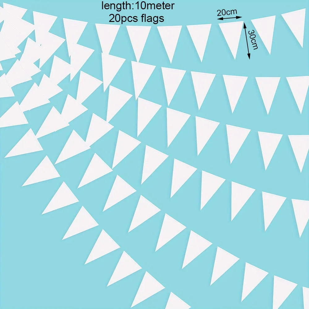 Red Triangle Pennant Bunting Banner – Waterproof Party Flags Party Bunting Banner Babs white 10m 20pcs