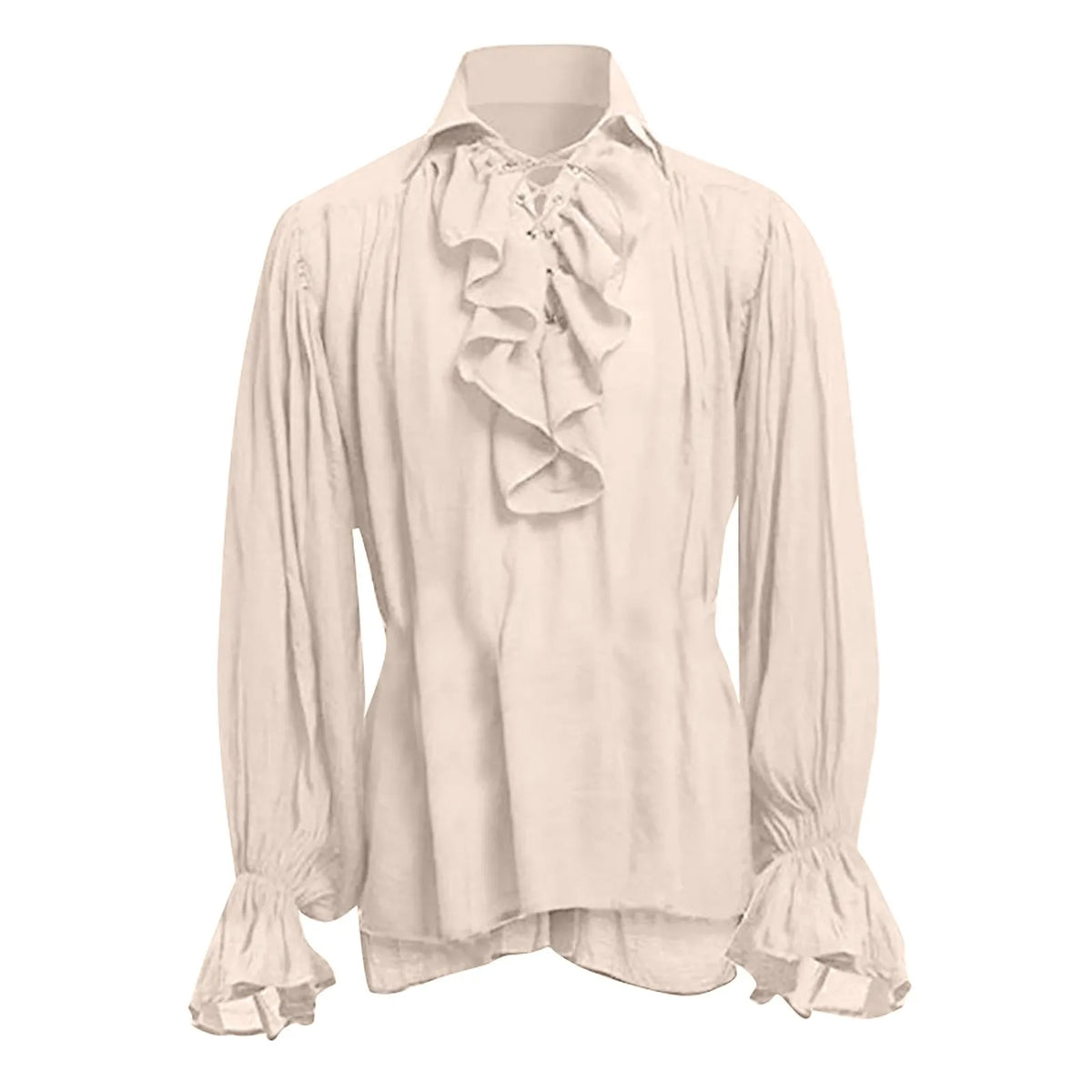 Men's Gothic Pirate Lace-Up Shirt – Medieval Poet Blouse Costume Shirt Babs Beige L