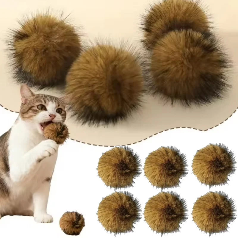 Natural Rabbit Fur Cat Toy Balls – Quiet Indoor Cat Toys Cat Toy Balls Babs