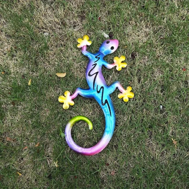 Iron Hollowed Gecko Wall Hanging – Colorful Metal Wall Art Metal Wall Art Babs