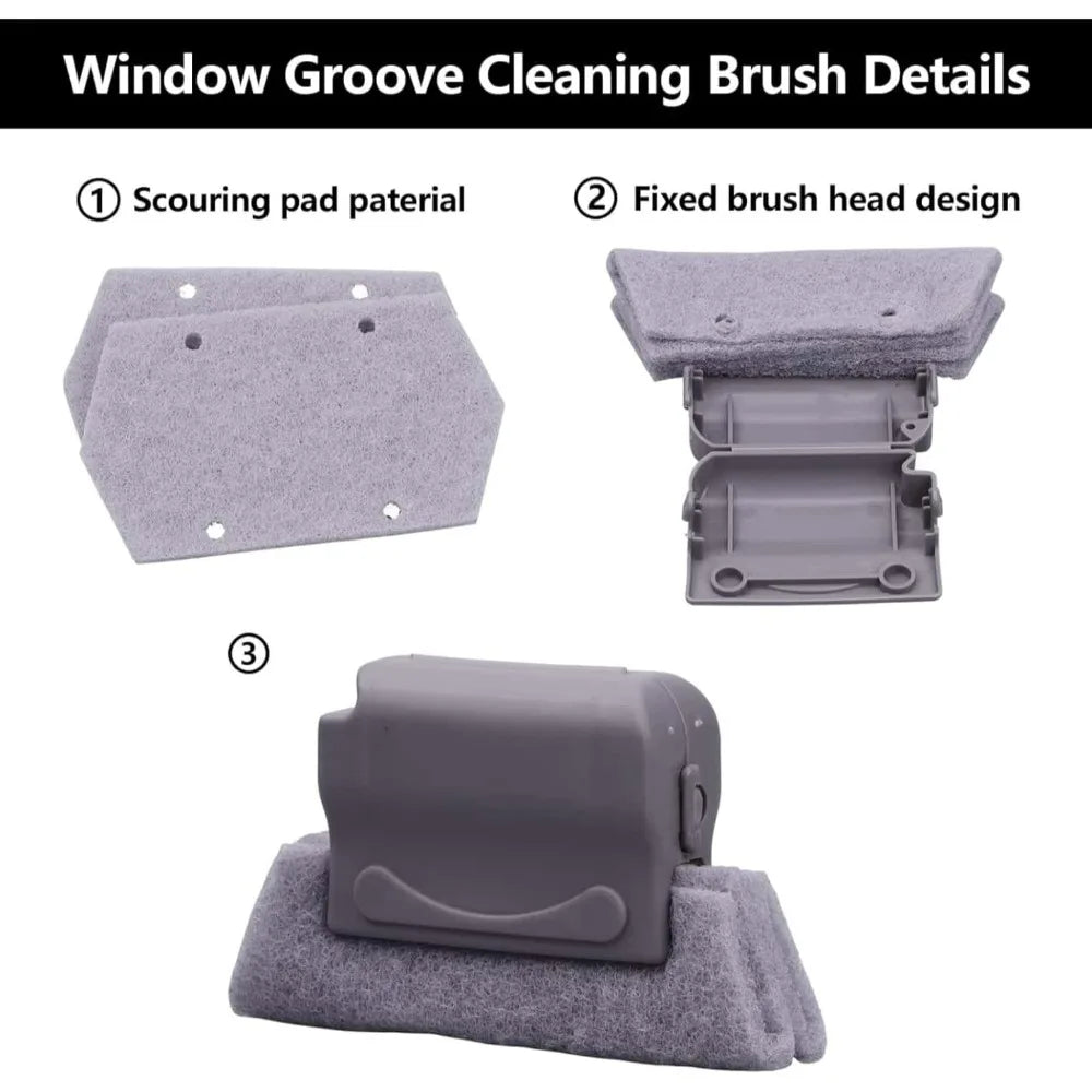 Window Track Groove Cleaning Brush – Replaceable Scrub Head Groove Cleaning Brush Babs