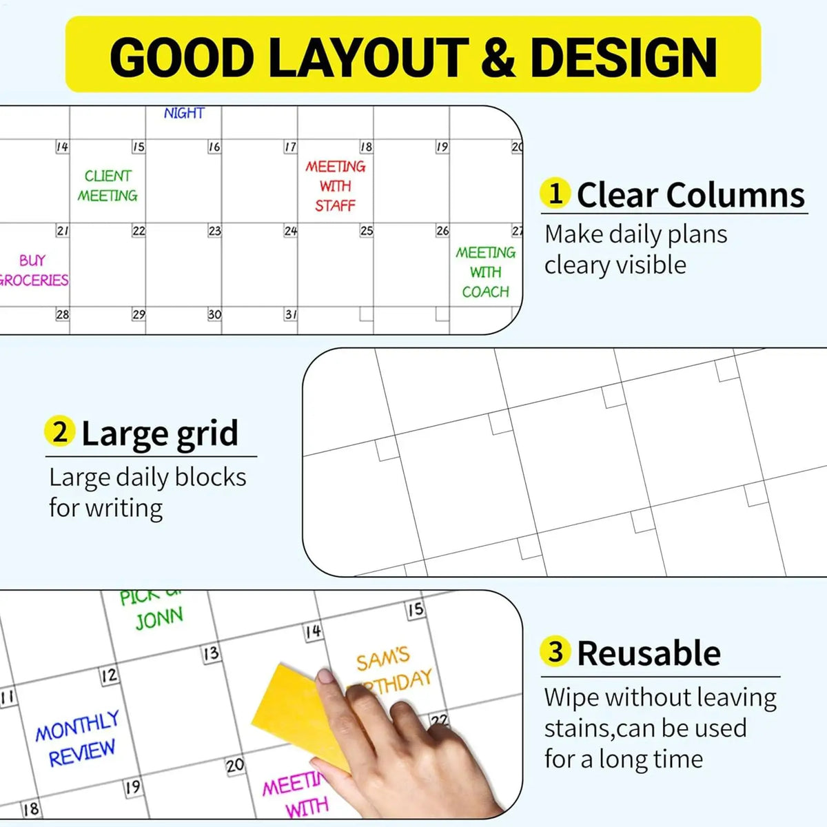 Dry Erase Yearly Whiteboard Calendar – 12-Month Planner Whiteboard Wall Calendar Babs