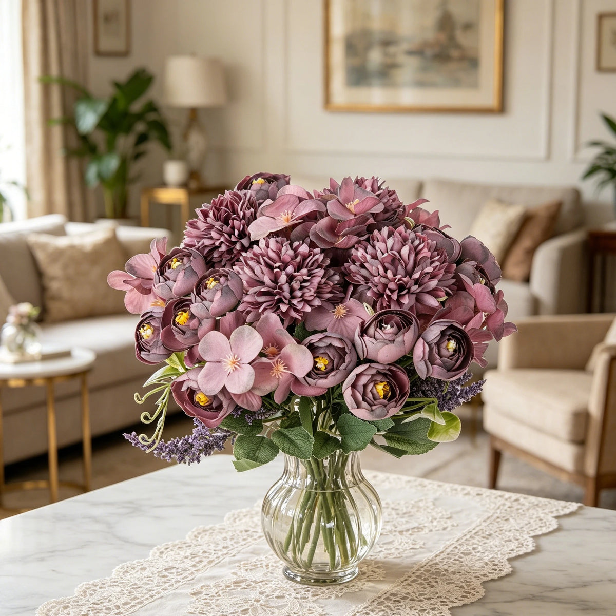 Artificial Silk Hydrangea Rose Bouquet | Wedding & Home Décor Artificial Flower Bouquet Babs