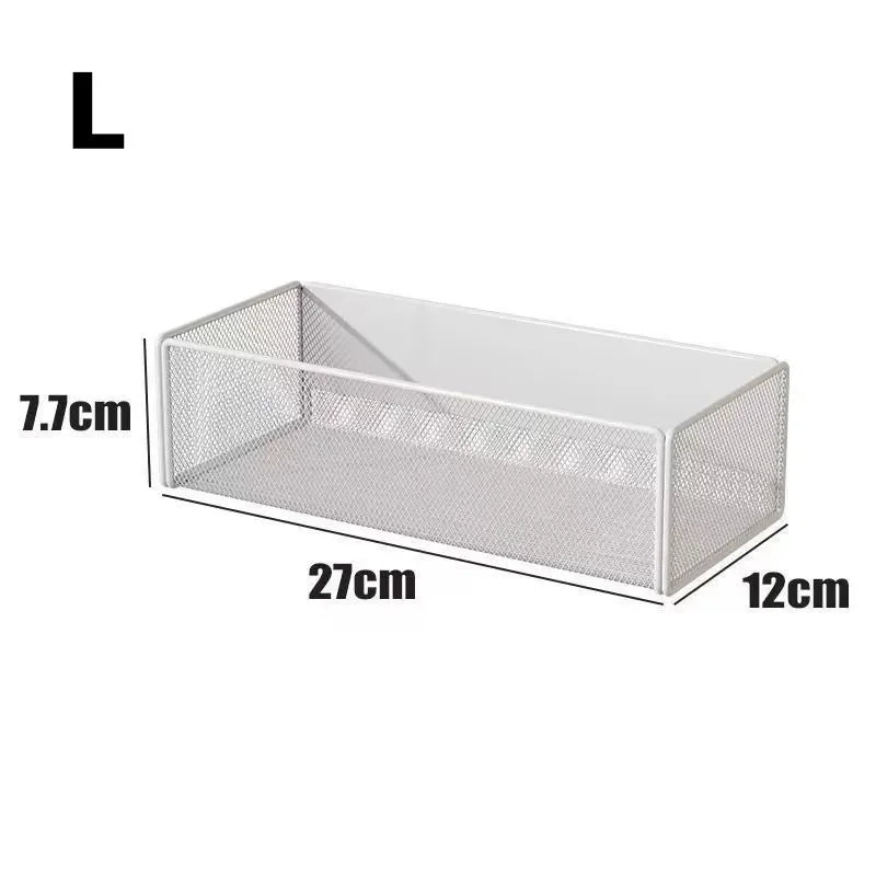 Magnetic Spice Rack Hanging Basket – Fridge & Wall Shelf Magnetic Storage Rack Babs L white