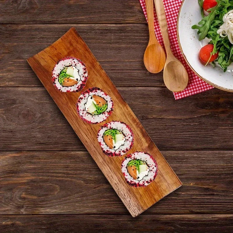 2PCS Wooden Sushi Serving Platters – Japanese Sashimi Board Set Wooden Serving Platter Babs