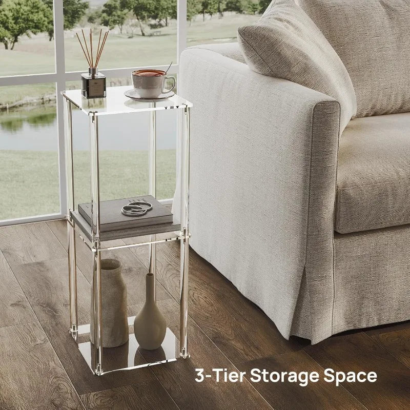 Acrylic Square Side Table – Modern Transparent Nightstand Acrylic Side Table Babs