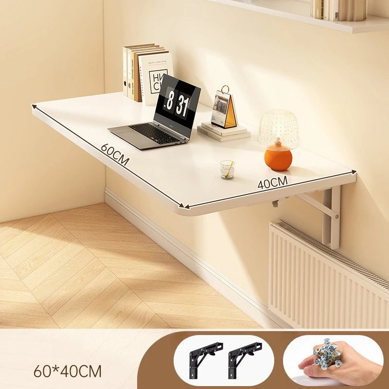 Wall Mounted Folding Desk – Solid Pine Wood Minimalist Table Folding Wall Desk Babs White-60X40CM