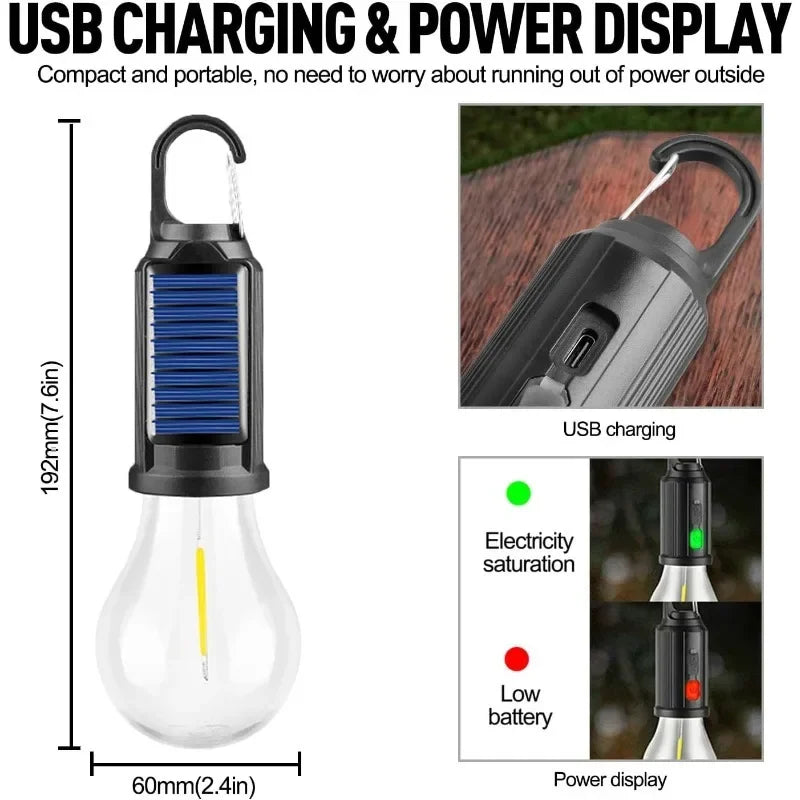 Solar Rechargeable Camping Light – Vintage Dimmable Bulb Solar Camping Light Babs