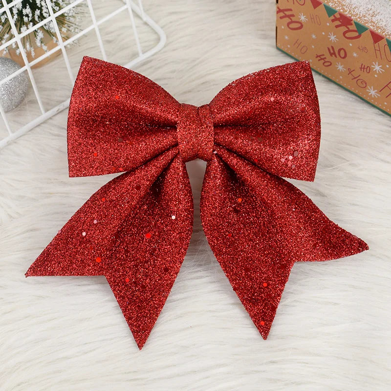 Large Glitter Christmas Bow Ornament – Red & Gold Xmas Decor Christmas Bow Ornament Babs A03 18x21cm