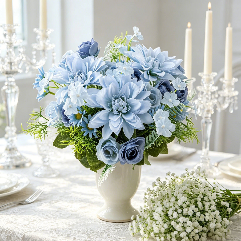Silk Dahlia Rose Artificial Flower Bouquet – Wedding & Home Artificial Flower Bouquet Babs