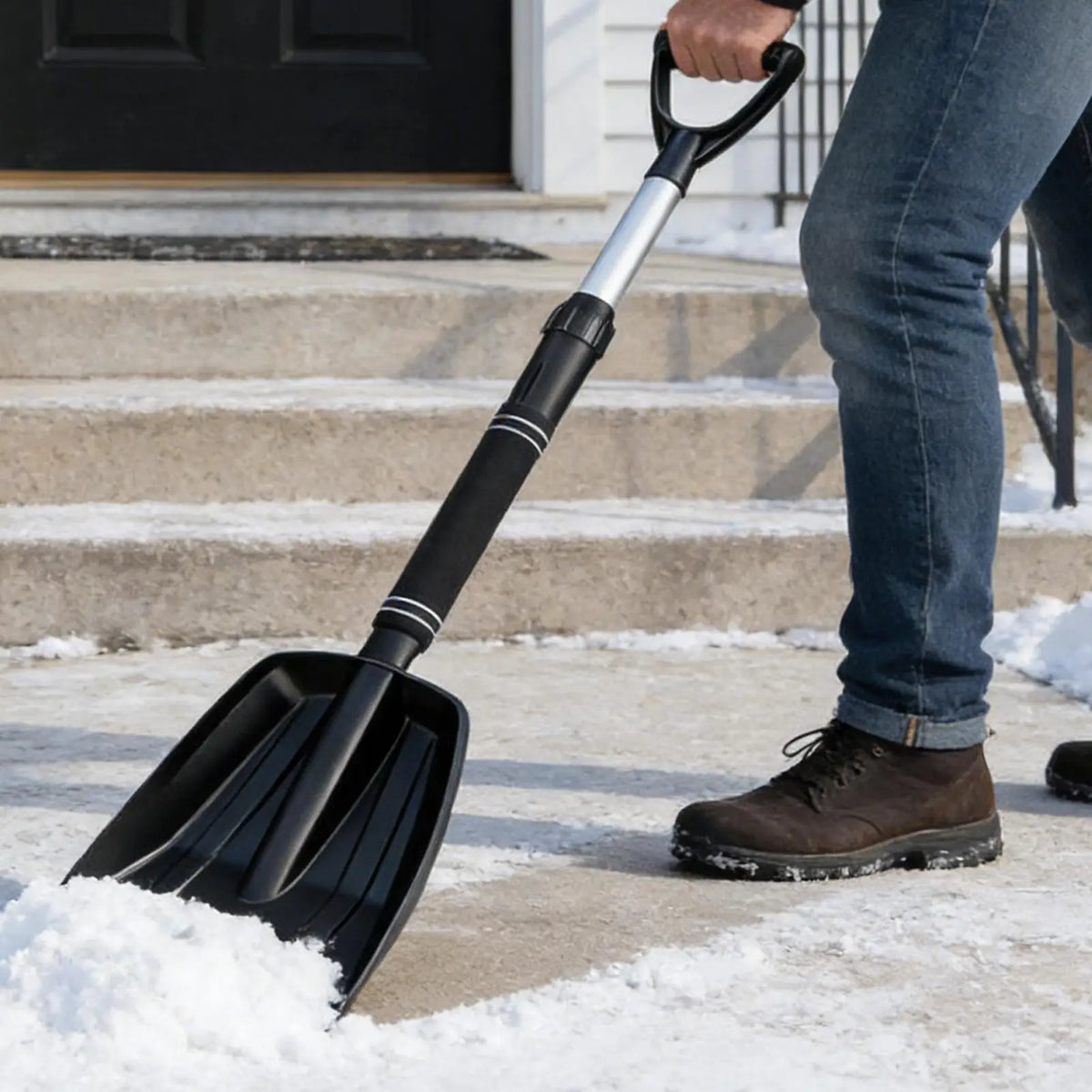 Ergonomic D-Handle Snow Pusher Shovel for Driveway & Patio Snow Pusher Shovel Babs