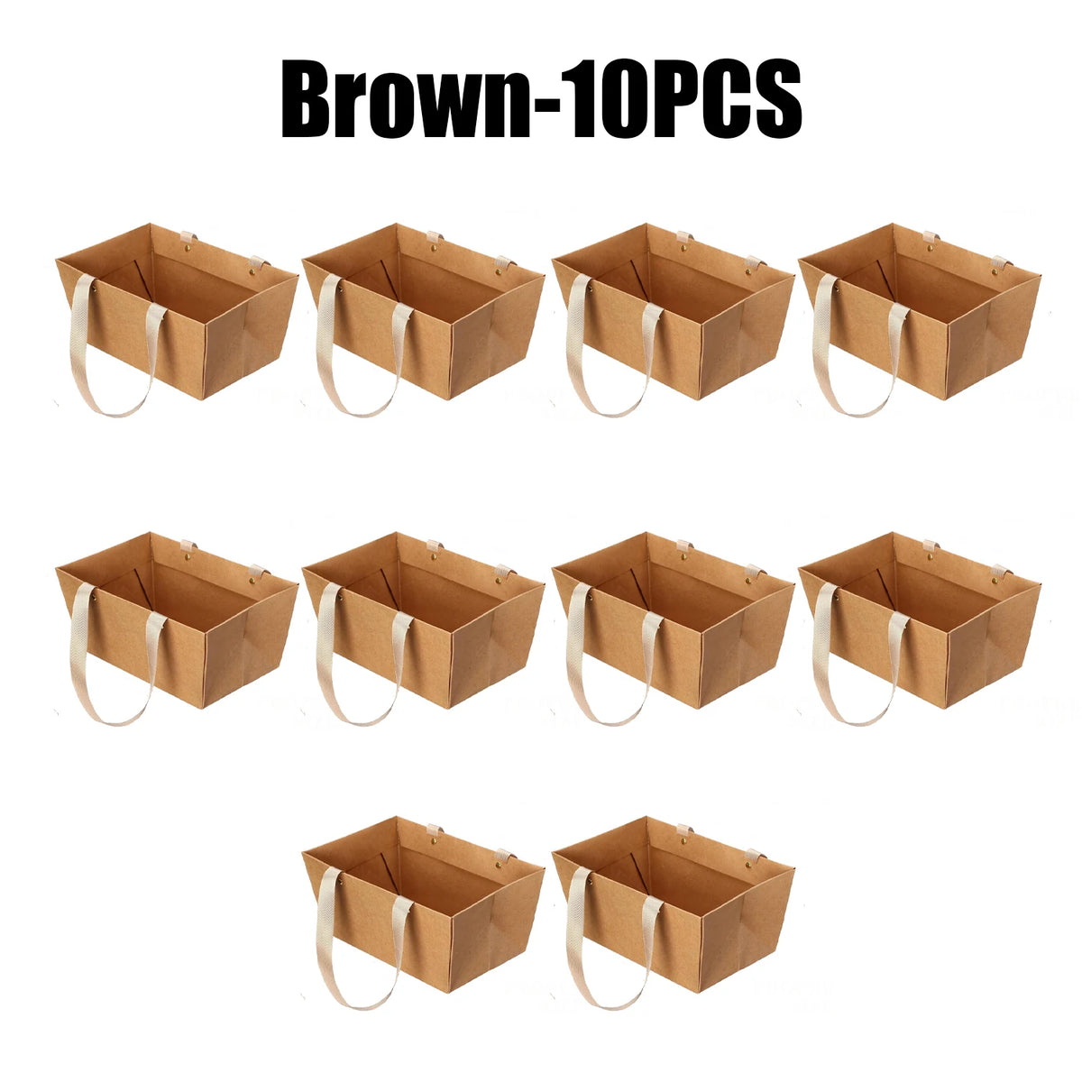 Waterproof Kraft Flower Bag – Foldable Bouquet Gift Basket Gift Wrapping Bag Babs Brown 10PCS L 32x25x15CM