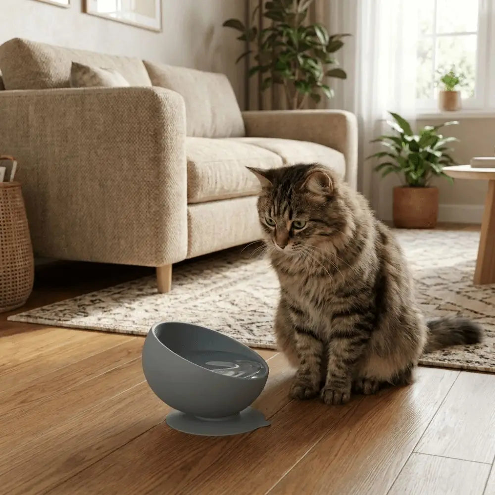 Elevated Slow Feeder Cat Bowl – Non-Slip Silicone Suction Cup Slow Feeder Cat Bowl Babs