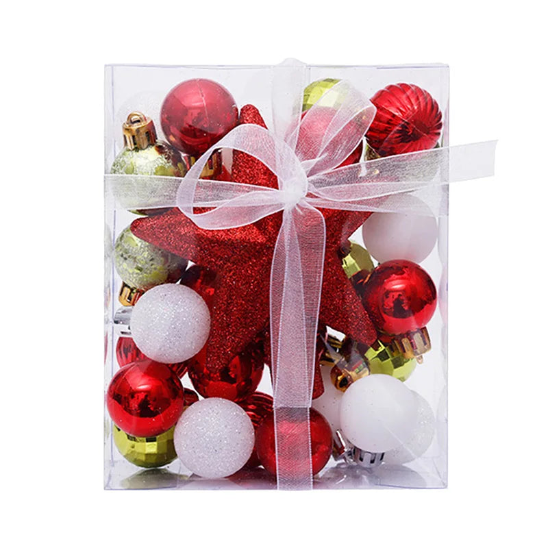 30-Piece Christmas Bauble Ball Set – Tree Ornaments & Star Topper Christmas Tree Ornaments Babs red gold Other