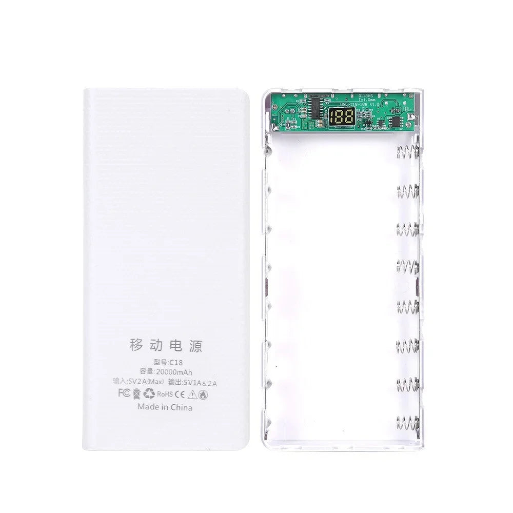 KEBIDUMEI 8x18650 DIY Power Bank Case 22.5W USB-C Fast Charge Power Bank Case Babs Normal White