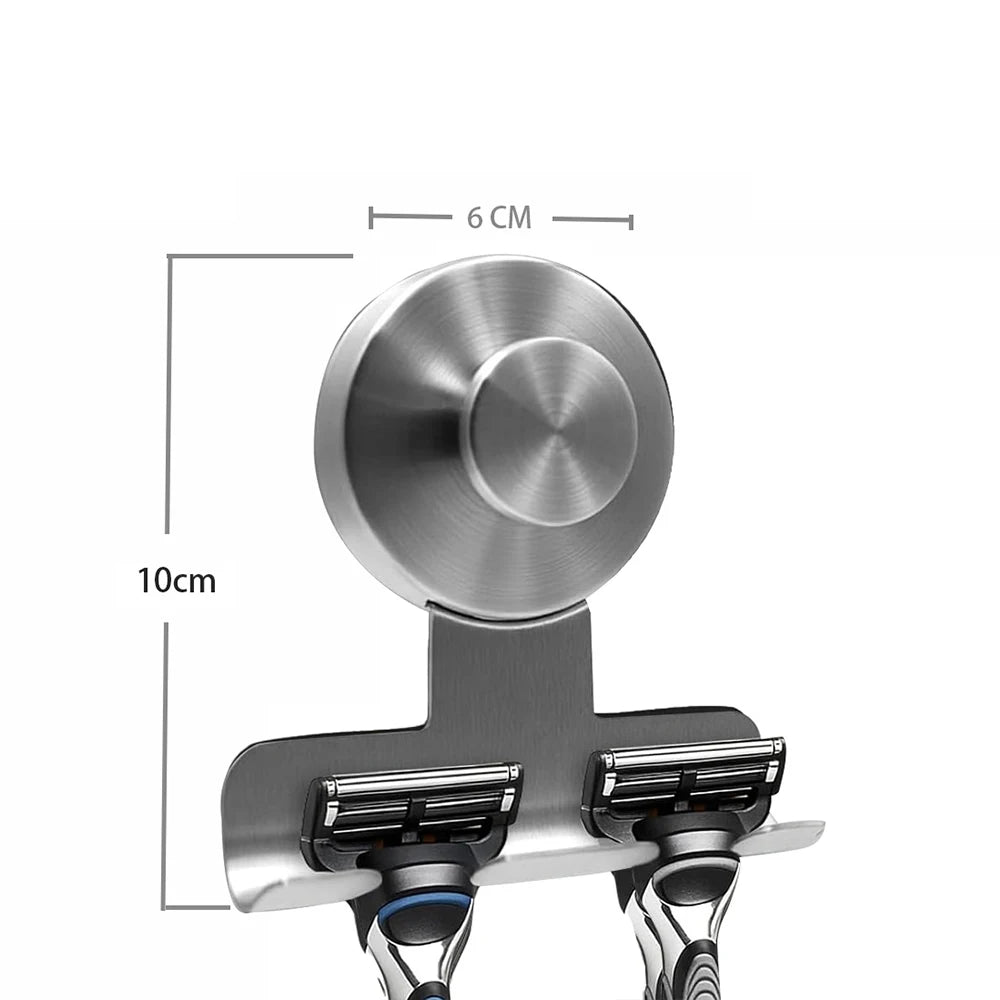 3-Hook Suction Cup Razor Holder – Stainless Steel Shower Hook Shower Razor Holder Babs Short-Silver