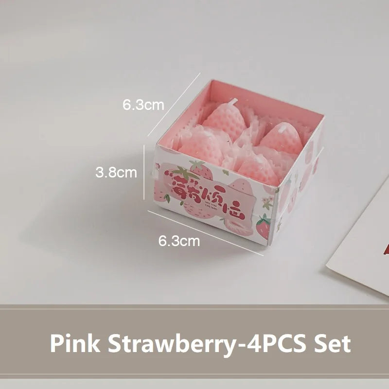 Strawberry Scented Candles Gift Box – Handmade Fruit Candles Scented Candle Set Babs 4P