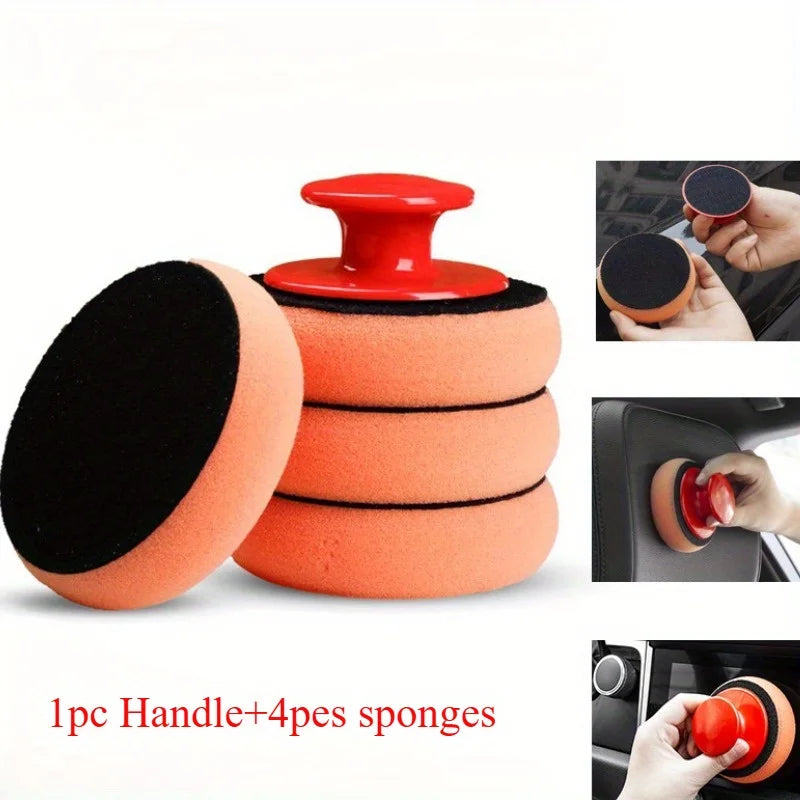 Car Wax Applicator Kit – Polyurethane Sponge Pads & Handle Car Wax Applicator Kit Babs 5pcs