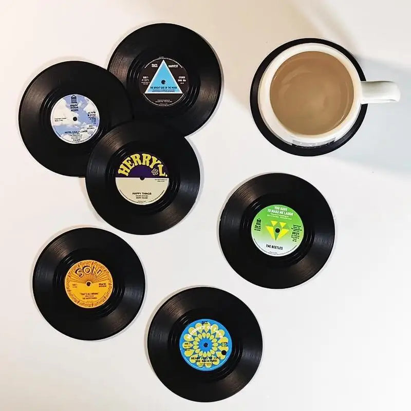 Vinyl Record Coasters Set of 12 – Retro Music Mug Mat Drink Coaster Set Babs