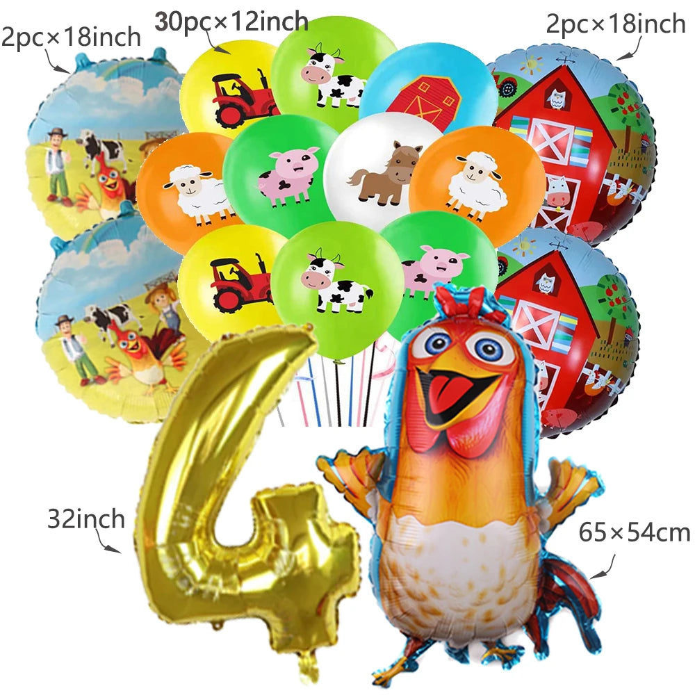 Farm Animal Foil Balloons Set – Cow Sheep Duck Pig Party Decor Party Balloons Set Babs light green As show