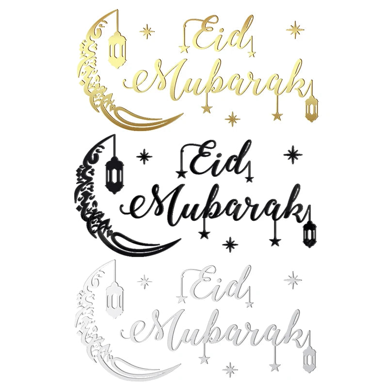 Eid Mubarak Gold Acrylic Mirror Wall Decal – Ramadan 2026 Acrylic Wall Decal Babs