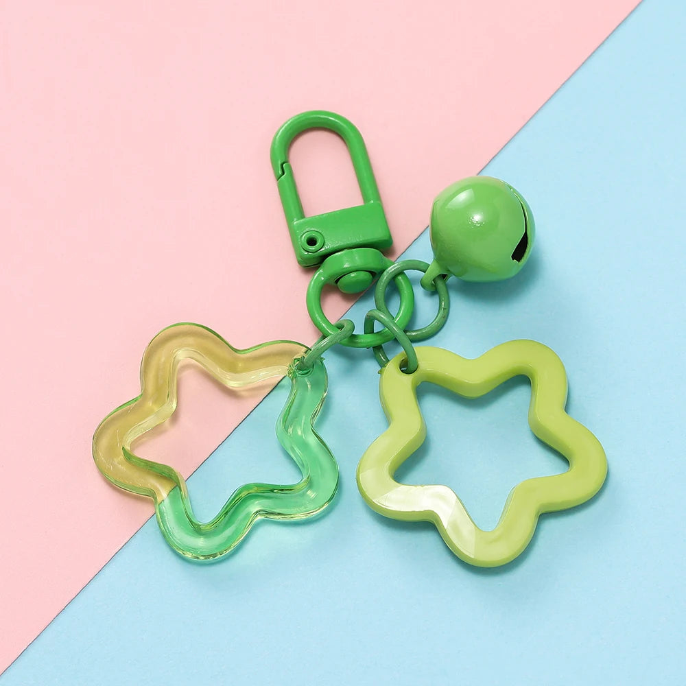 Hollow Star Charm Keychain with Bell & Acrylic Beads Charm Keychain Babs G