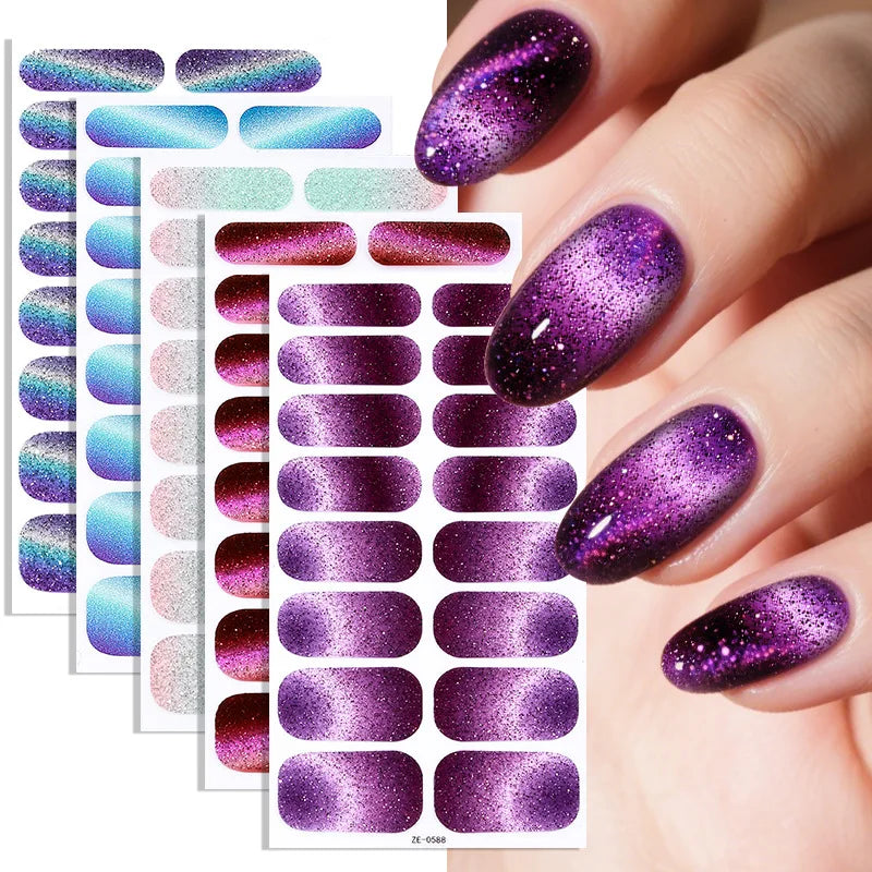 Cat Eye Nail Stickers – Self-Adhesive DIY Manicure Decals Nail Art Stickers Babs