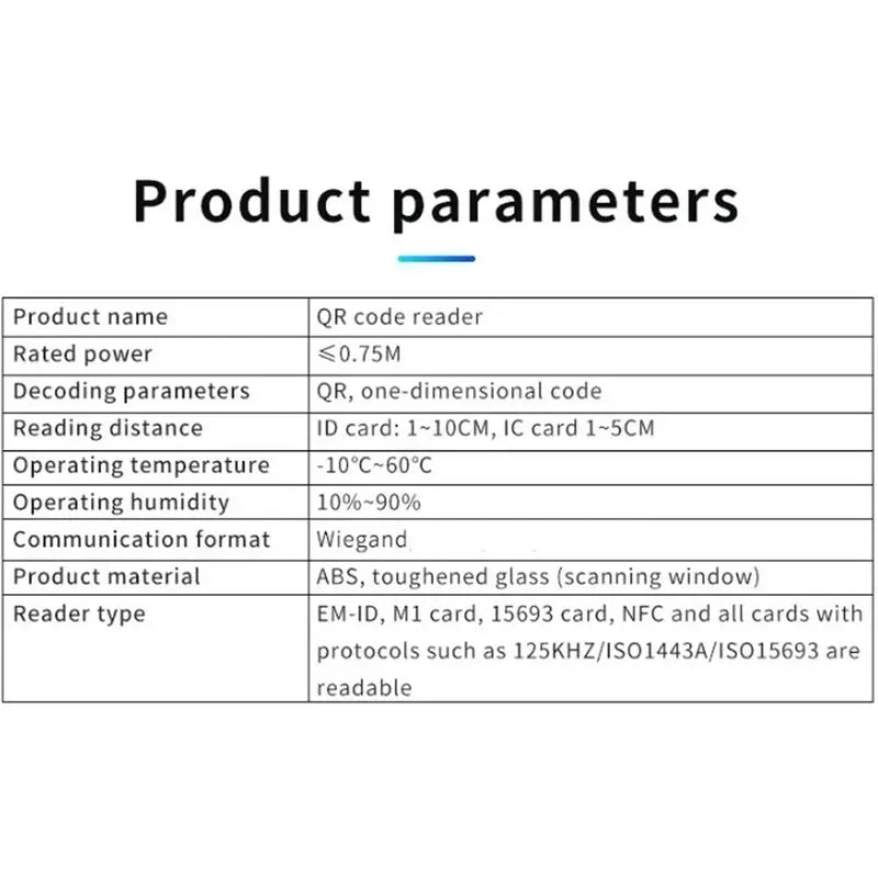 Waterproof QR Code RFID Access Control Scanner – Wiegand 13.56MHz Access Control Scanner Babs