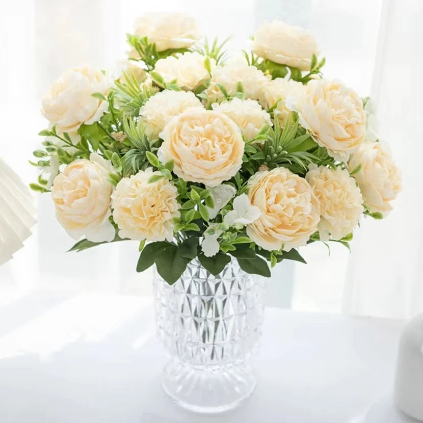 Artificial Silk Peony Chrysanthemum Bouquet – Wedding & Home Decor Artificial Flower Bouquet Babs