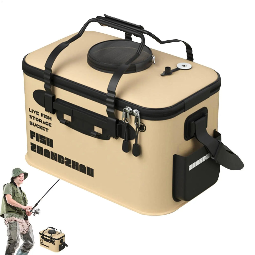 Foldable Live Fish Bucket 12/22L EVA with Net Cover & Handle Fishing Bucket Babs