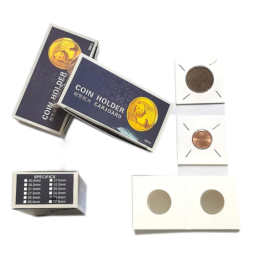 Cardboard Coin Holders 12 Sizes – 50-Pack Flip Storage Coin Flip Holders Babs