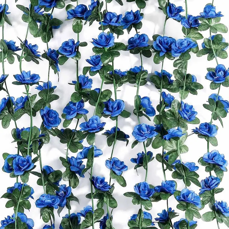 Silk Rose Garland – Artificial Flower String for Wedding & Home Artificial Flower Garland Babs DEEP BLUE 3 pcs