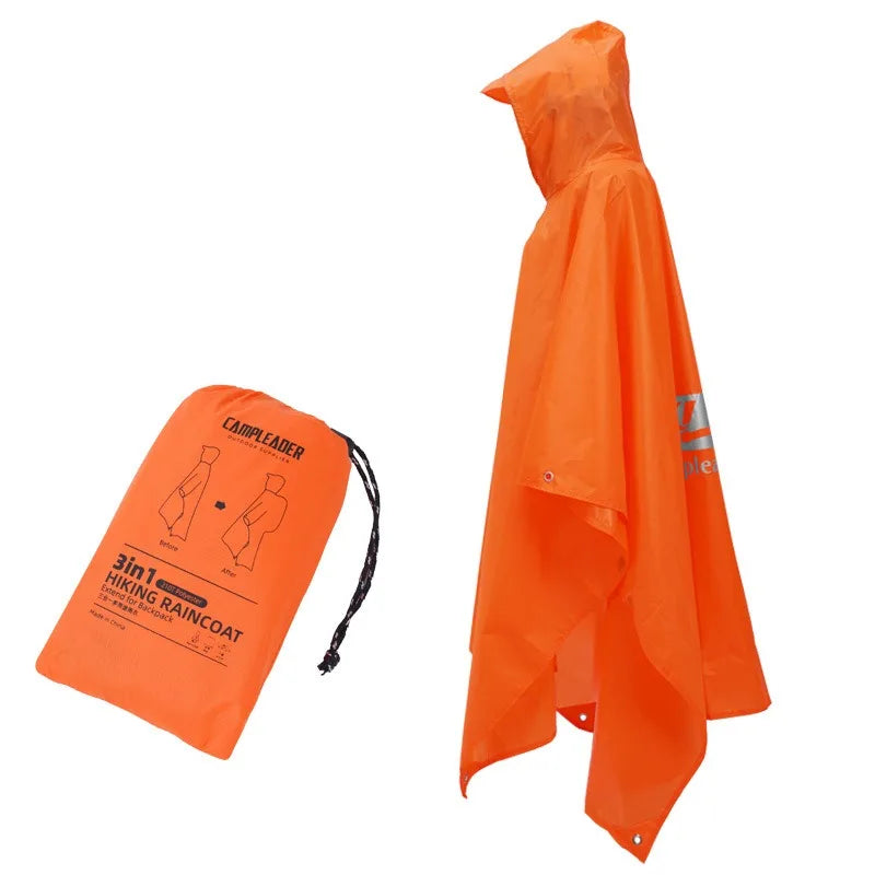 Waterproof Hooded Rain Poncho – Unisex Adult Cape Raincoat Rain Poncho Babs 3-Orange