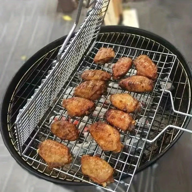 Large Folding BBQ Grill Basket with Removable Handle BBQ Grill Basket Babs