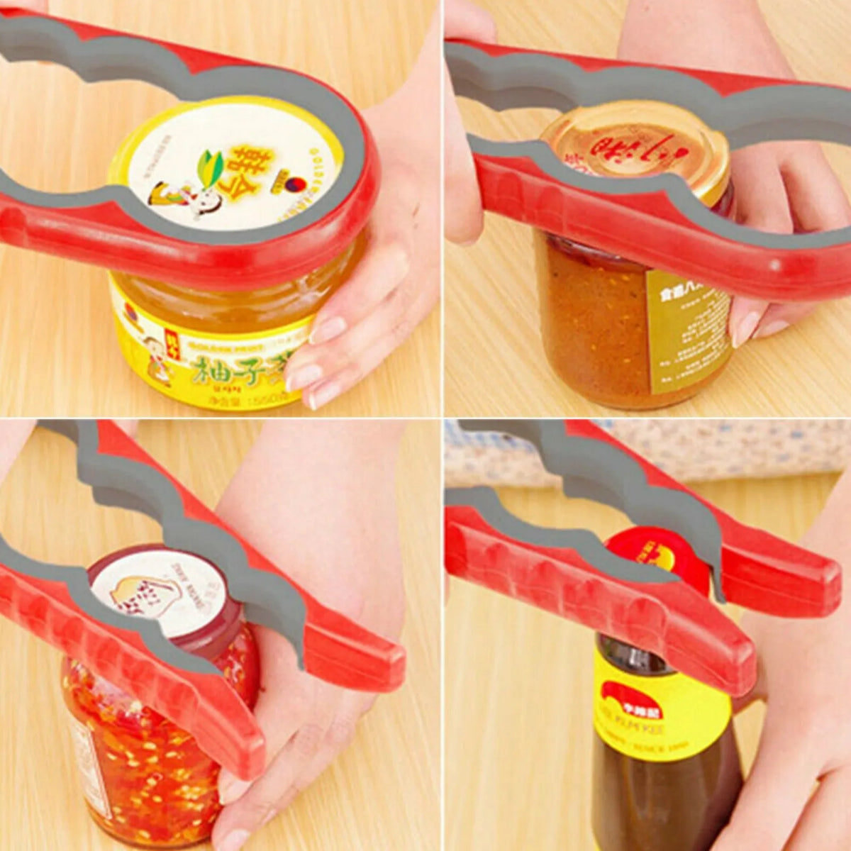4-in-1 Jar & Bottle Opener – Non-Slip Multi-Size Cap Twister Jar & Bottle Opener Babs
