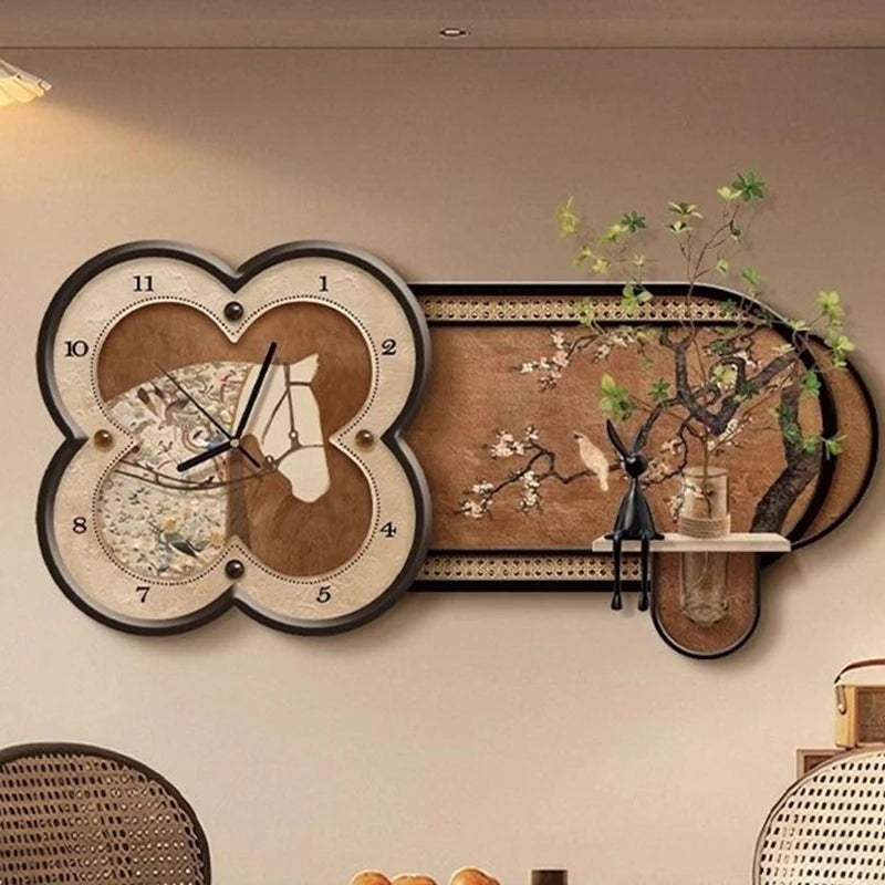 Luxury Floral Wall Clock – Large Modern Painting Décor Decorative Wall Clock Babs