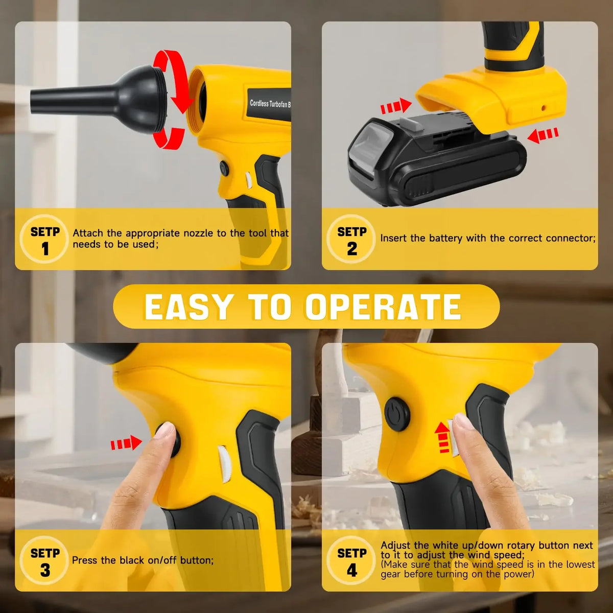 Cordless Jet Blower DW-TF05 for DeWalt 18V – 130K RPM, 5 Nozzles Cordless Jet Blower Babs