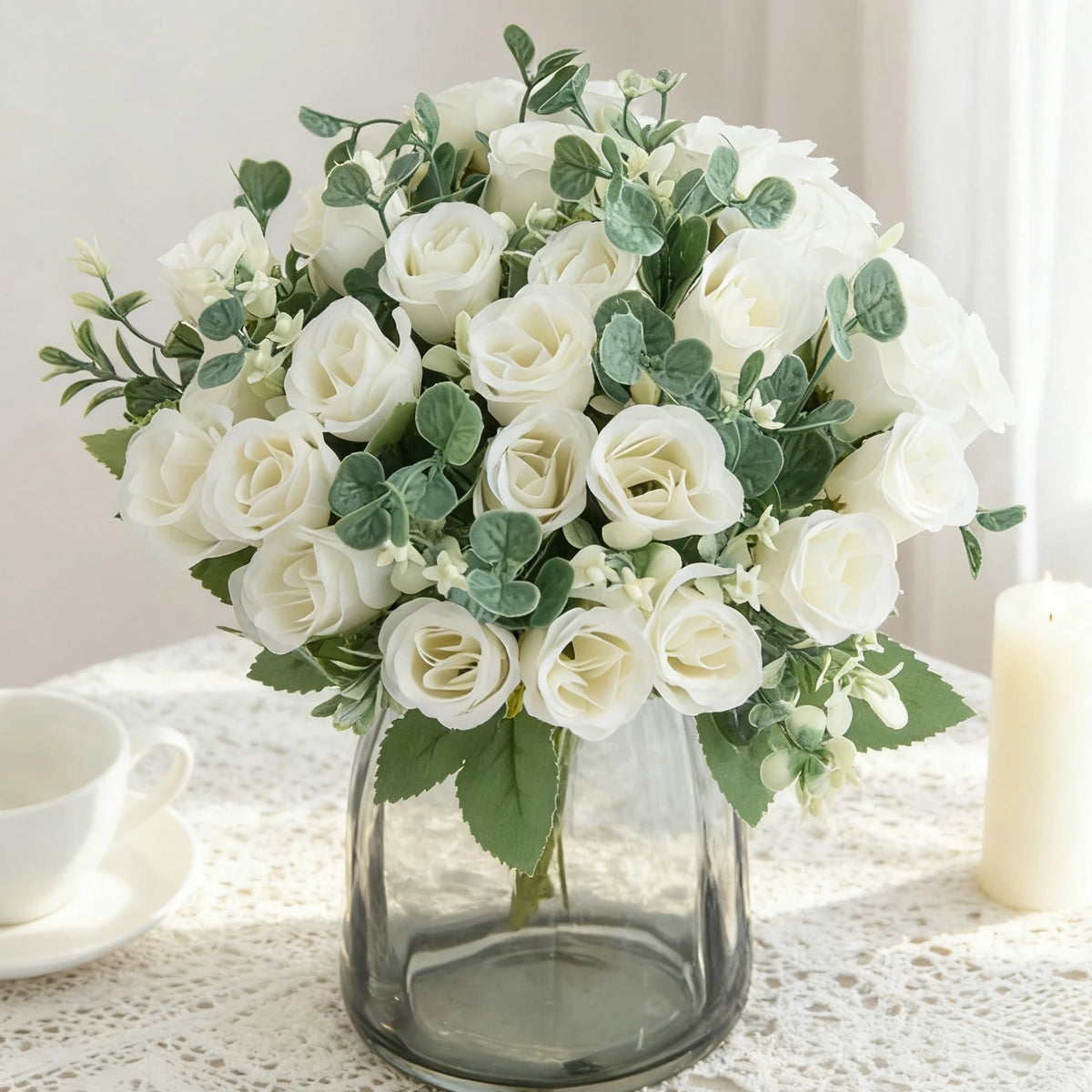 Silk Artificial Rose Bouquet 10 Heads – Wedding & Home Decor Artificial Flower Bouquet Babs