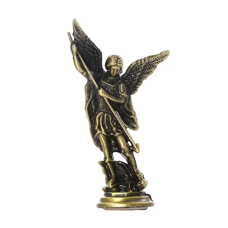 Saint Michael Archangel Figurine – Metal Guardian Statue Décor Religious Figurine Babs