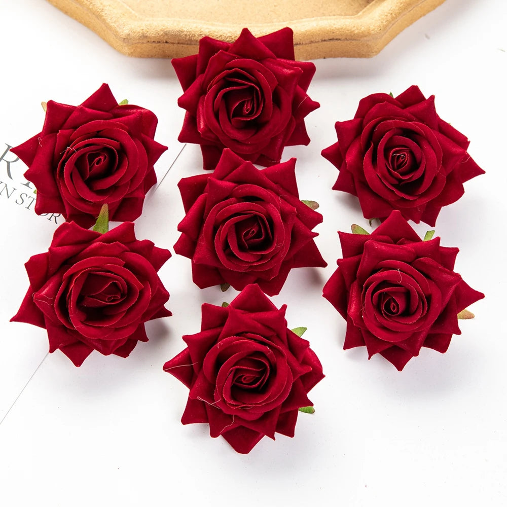 Red Silk Artificial Rose Heads 5/10 PCS – Wedding & Home Décor Artificial Silk Roses Babs