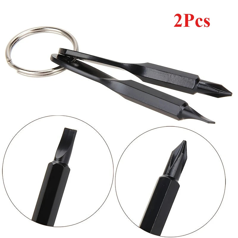 2pcs Mini Phillips Screwdriver Keyring Set – Pocket Repair Tool Mini Screwdriver Set Babs 2PCS Black