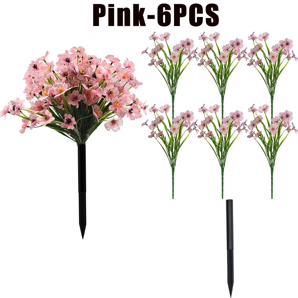 UV Resistant Artificial Violet Flowers – Garden & Wedding Décor Artificial Flower Shrubs Babs Pink-6PCS