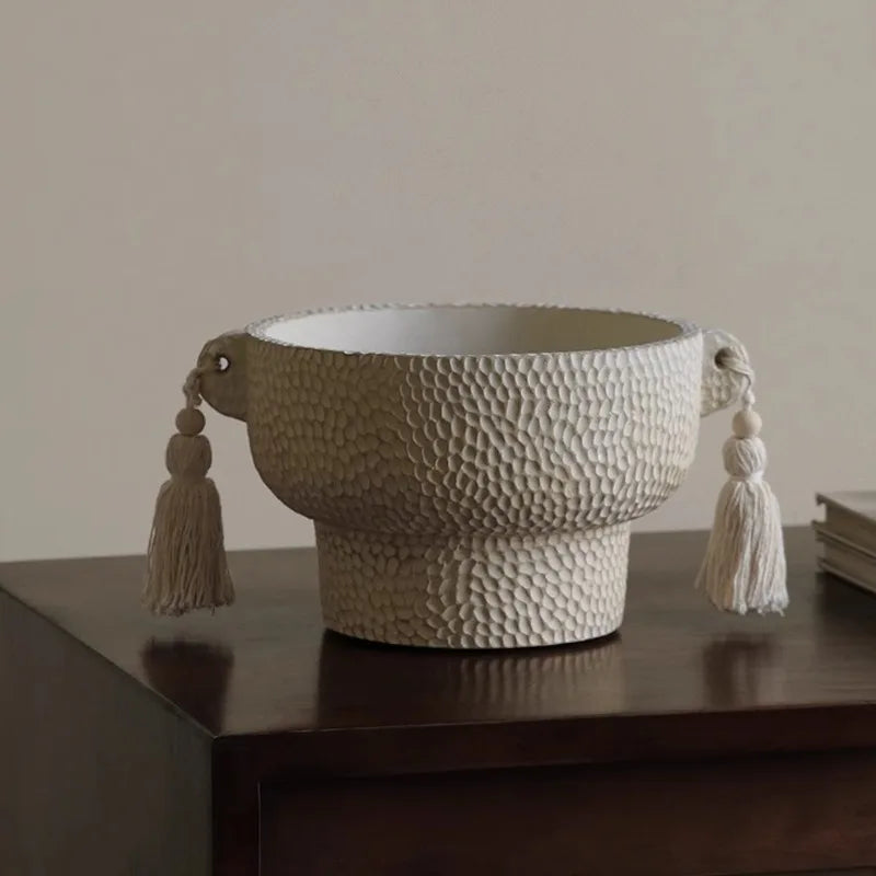 Modern Cement Tassel Vase – Minimalist Indoor Planter Decor Decorative Cement Vase Babs