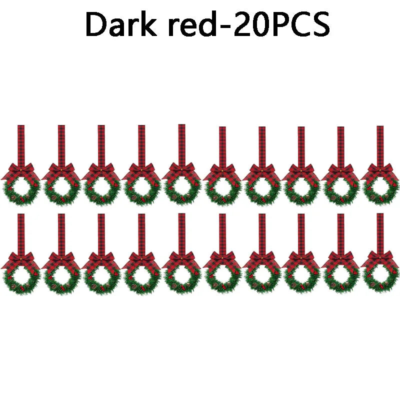 Christmas Garland with Red Bow – Festive Holiday Cabinet Decor Christmas Garland Babs Dark red-20PCS