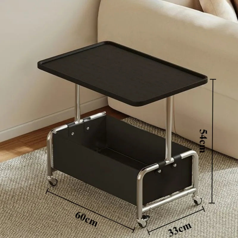 Nordic Wooden Coffee Table with Storage & Wheels | Modern Coffee Side Table Babs Black